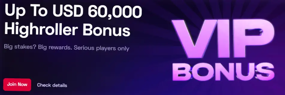 Ybets highroller VIP bonus offer up to USD 60,000